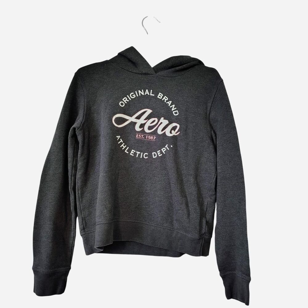 Aeropostale Women's Black and Grey Hoodie